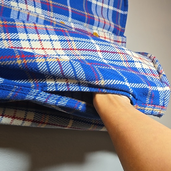 L.L. Bean Blue Plaid Button Front Knit Cotton Pocket Shirt Shacket NWOT - Picture 5 of 15